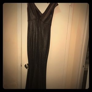 V-neck black metallic gown